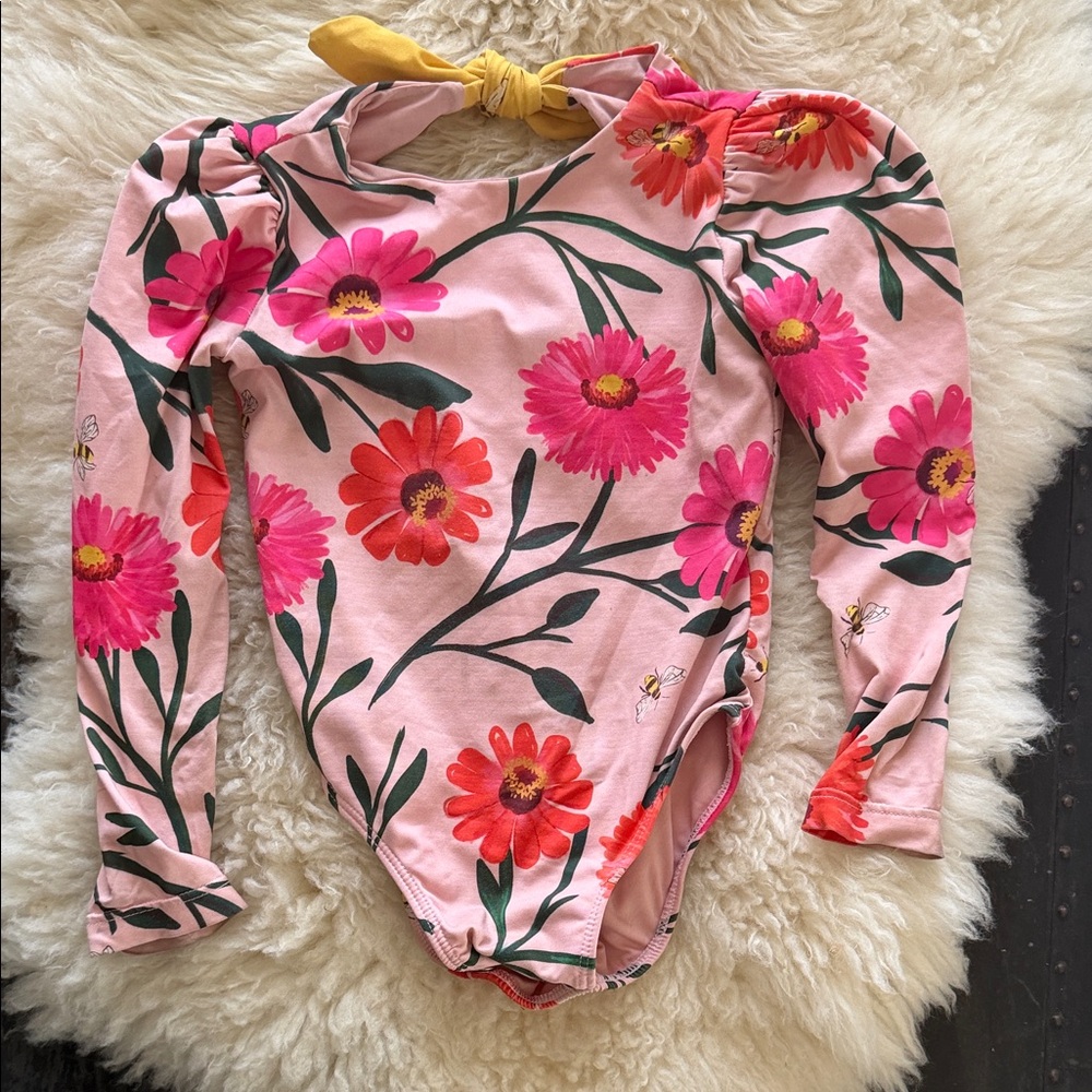 Pepita and me Floral Long Sleeve Kids Swimsuit
